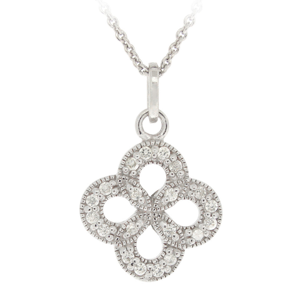 Sterling Silver CZ Flower Necklace