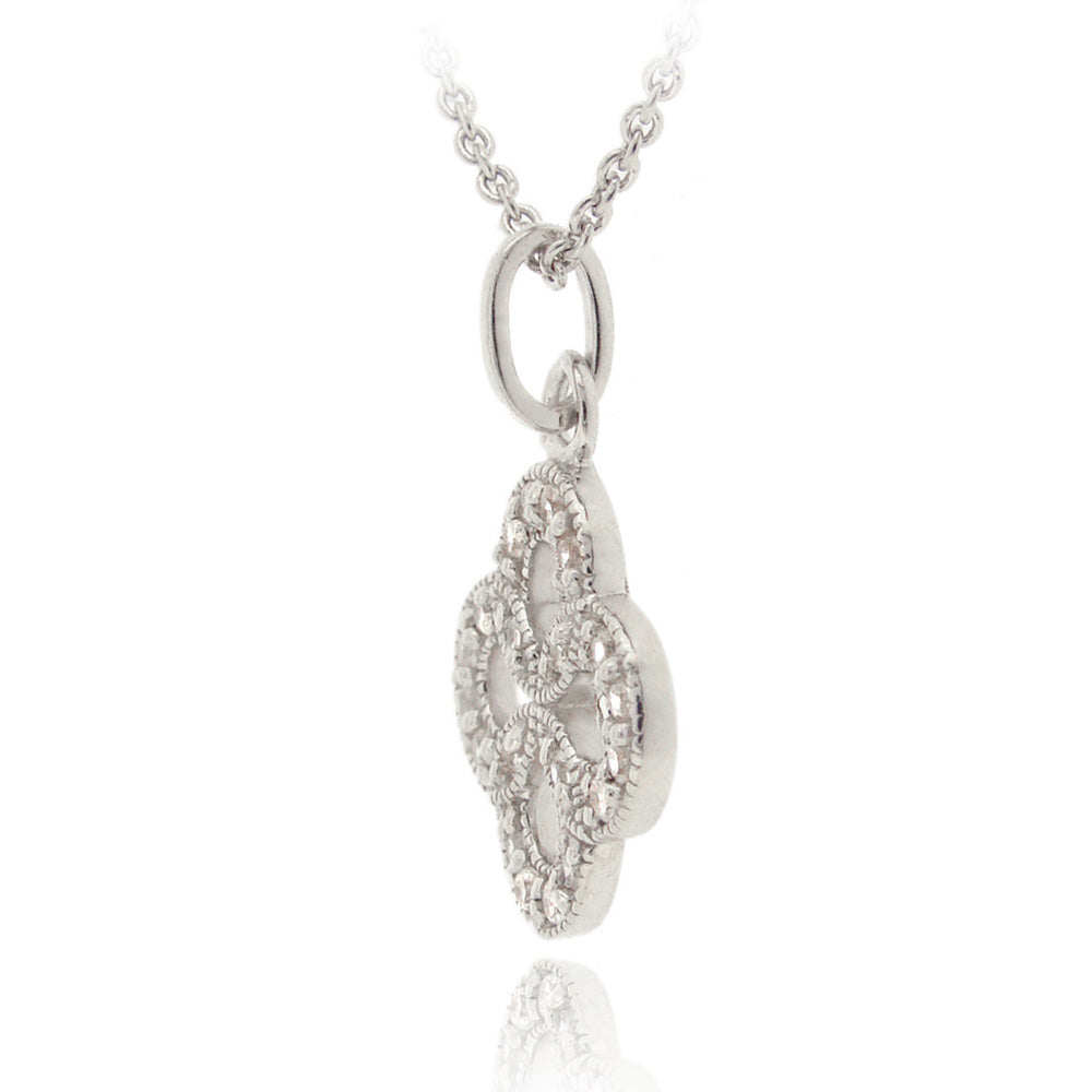Sterling Silver CZ Flower Necklace-2
