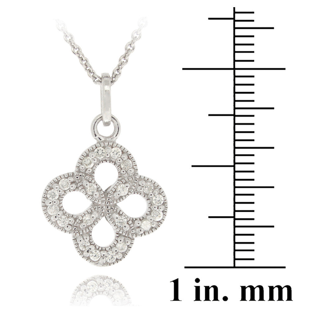 Sterling Silver CZ Flower Necklace-3