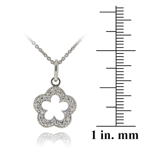 Sterling Silver CZ Open Flower Necklace