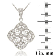 Sterling Silver CZ Filigree Flower Necklace