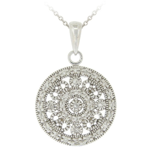 Sterling Silver CZ Filigree Medallion Necklace