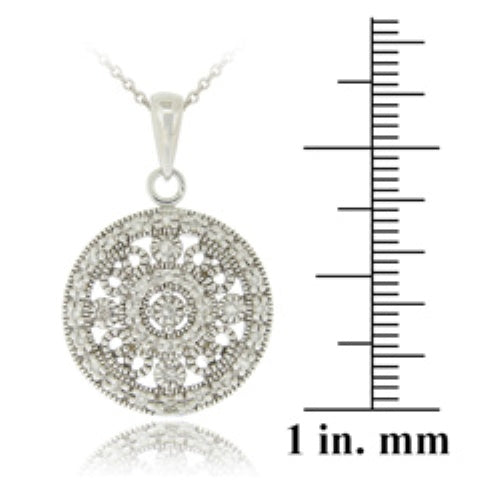 Sterling Silver CZ Filigree Medallion Necklace-4