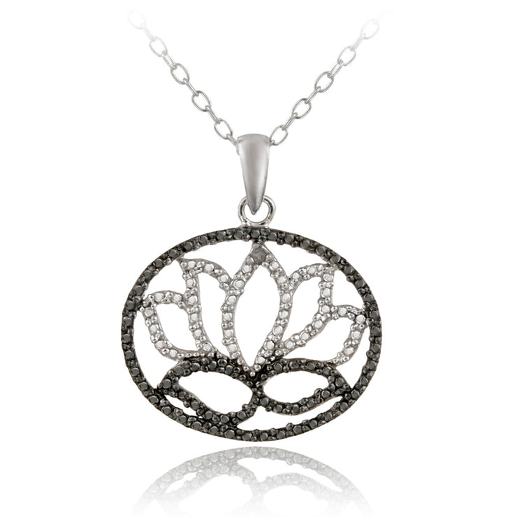 Sterling Silver Diamond Accent Flower Necklace