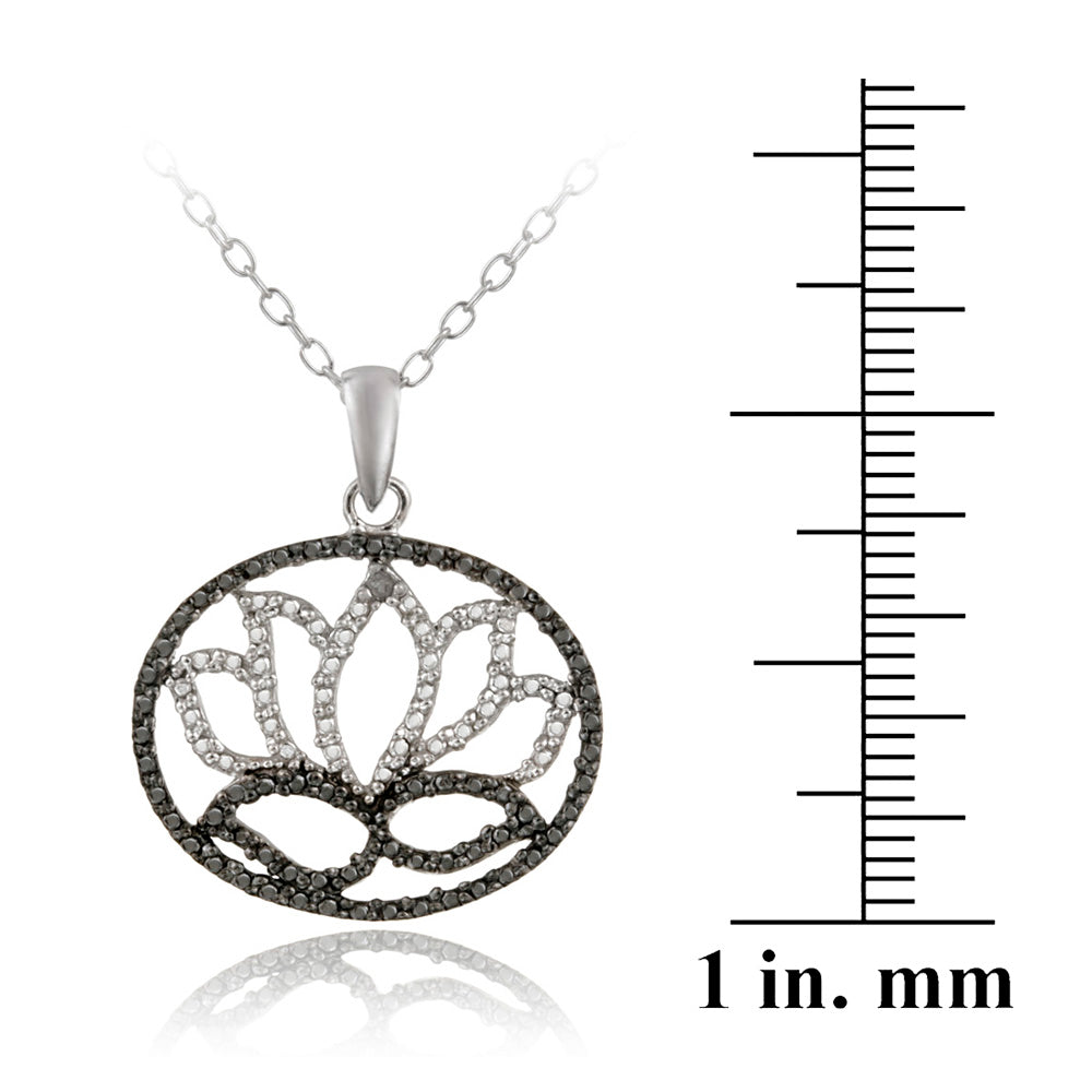 Sterling Silver Diamond Accent Flower Necklace-3