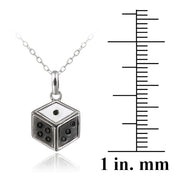 Sterling Silver Black Diamond Accent Dice Necklace