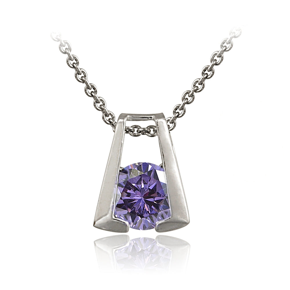 Sterling Silver Amethyst Horseshoe Pendant