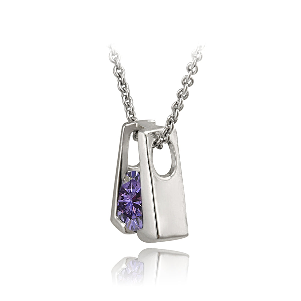 Sterling Silver Amethyst Horseshoe Pendant-2