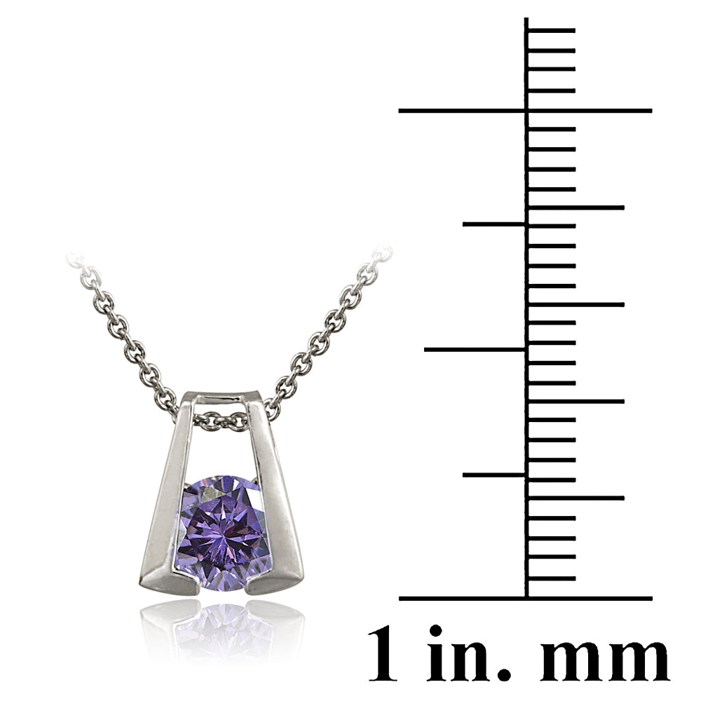 Sterling Silver Amethyst Horseshoe Pendant-3