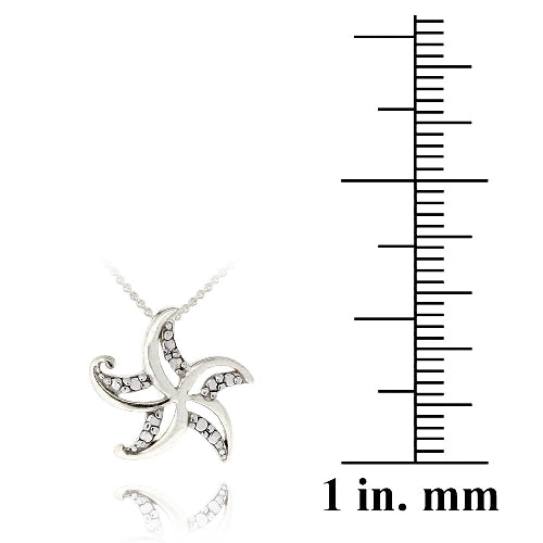 Sterling Silver Diamond Accent Starfish Necklace-4