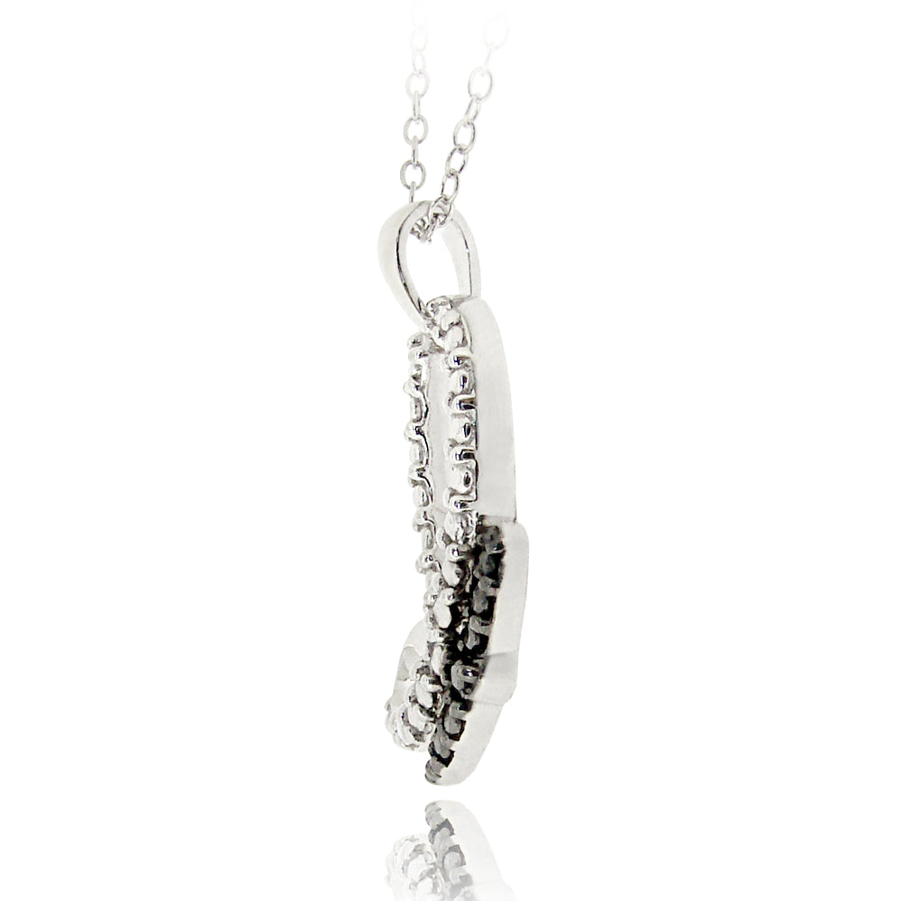 Sterling Silver Black Diamond Accent Butterfly Wing Necklace-2