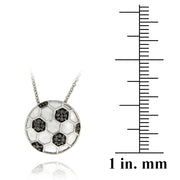 Sterling Silver Black Diamond Accent Soccer Ball Necklace