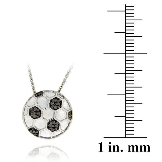 Sterling Silver Black Diamond Accent Soccer Ball Necklace