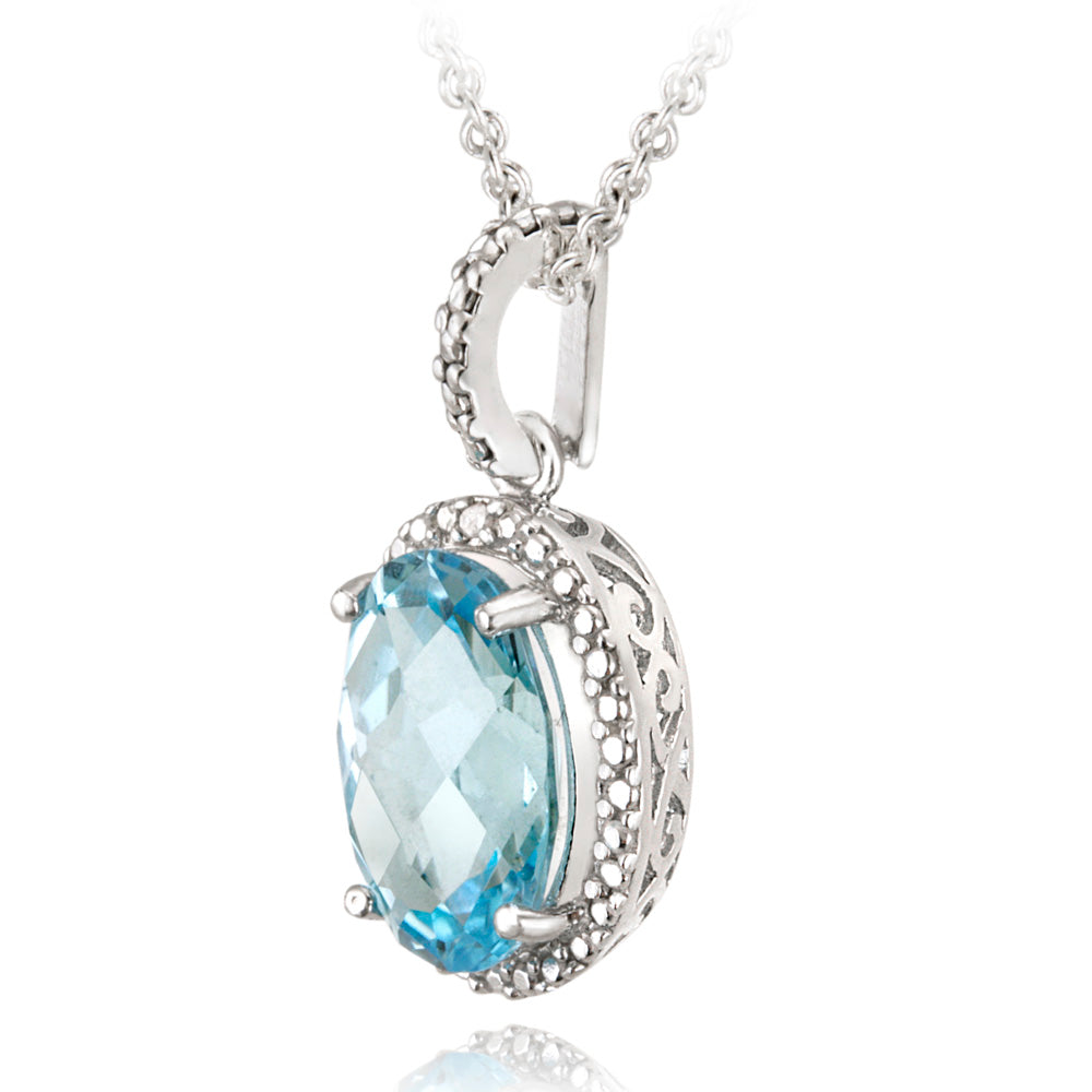Sterling Silver 4.4ct Blue Topaz & Diamond Accent Oval Necklace-2