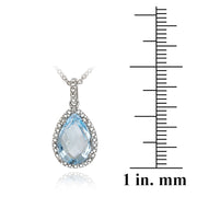 Sterling Silver 3.7ct Blue Topaz & Diamond Accent Teardrop Necklace