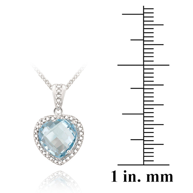 Sterling Silver 4.2ct Blue Topaz & Diamond Accent Heart Necklace