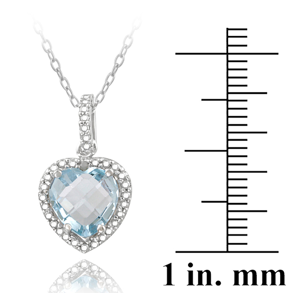 Sterling Silver 2.15ct Blue Topaz & Diamond Accent Heart Necklace-3