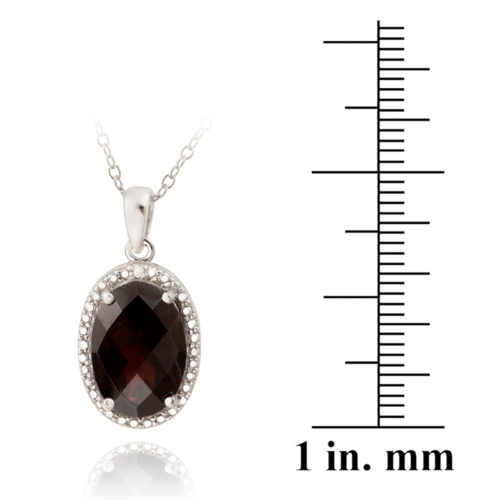 Sterling Silver 5.5ct Garnet & Diamond Accent Oval Necklace-3
