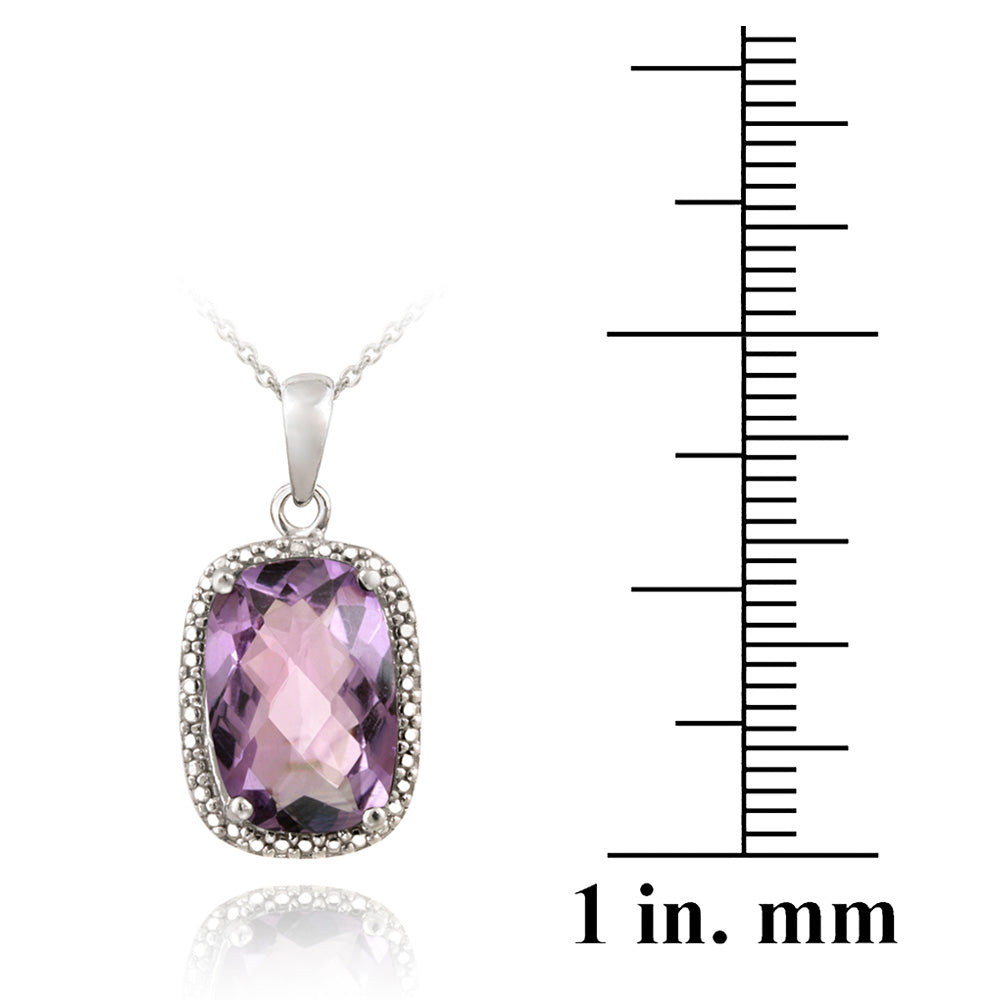 Sterling Silver 5.1ct Amethyst & Diamond Accent Cushion Cut Necklace-3