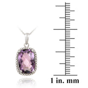 Sterling Silver 5.1ct Amethyst & Diamond Accent Cushion Cut Necklace