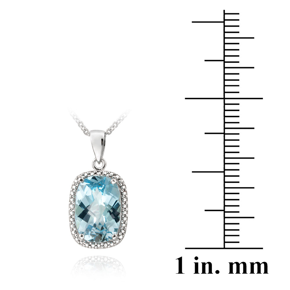 Sterling Silver 7.15ct Blue Topaz & Diamond Accent Cushion Cut Necklace-3