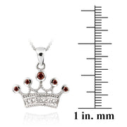 Sterling Silver Garnet & Diamond Accent Crown Necklace