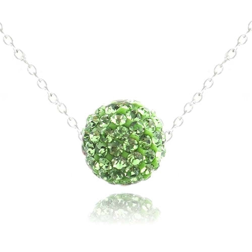 Sterling Silver 10mm Peridot Crystal Fireball Necklace-2