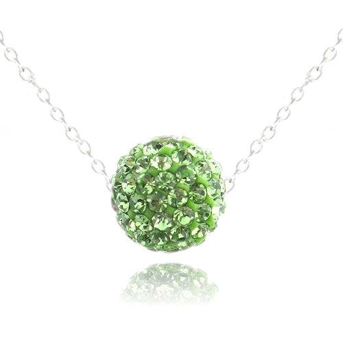 Sterling Silver 10mm Peridot Crystal Fireball Necklace