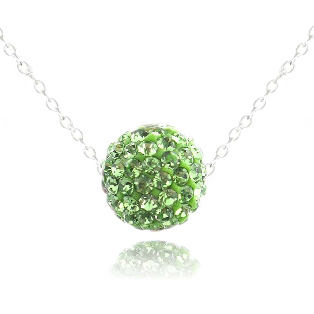 Sterling Silver 10mm Peridot Crystal Fireball Necklace-3