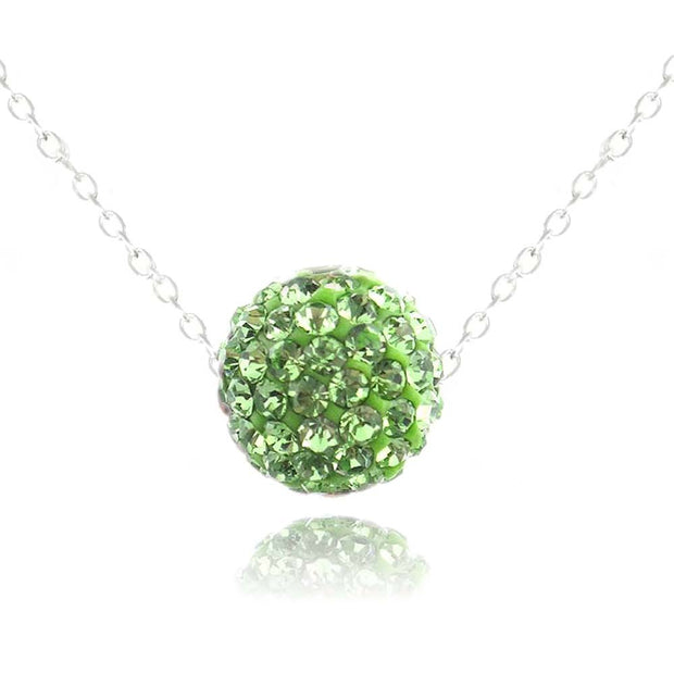Sterling Silver 10mm Peridot Crystal Fireball Necklace