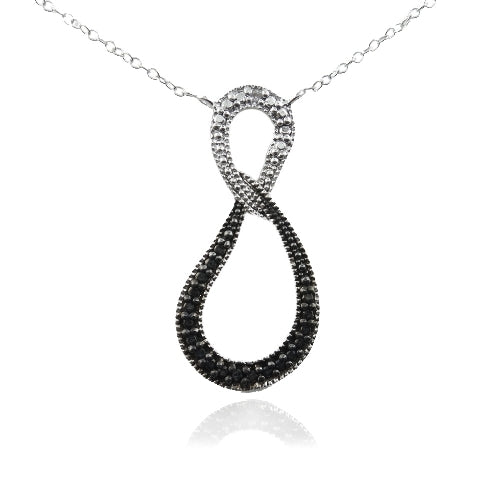 Sterling Silver Black & White Diamond Accent Infinity Necklace