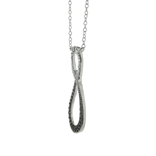 Sterling Silver Black & White Diamond Accent Infinity Necklace-2