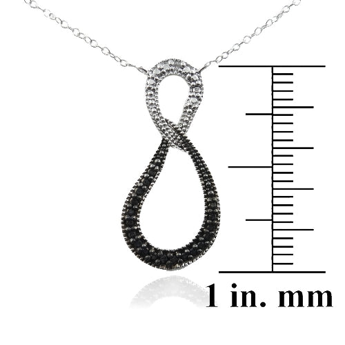 Sterling Silver Black & White Diamond Accent Infinity Necklace-3