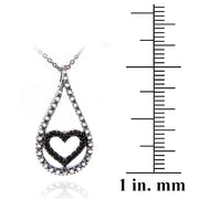 Sterling Silver Black Diamond Accent Teardrop Heart Necklace