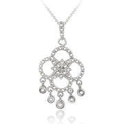 Sterling Silver Diamond Accent Dangling Flower Necklace