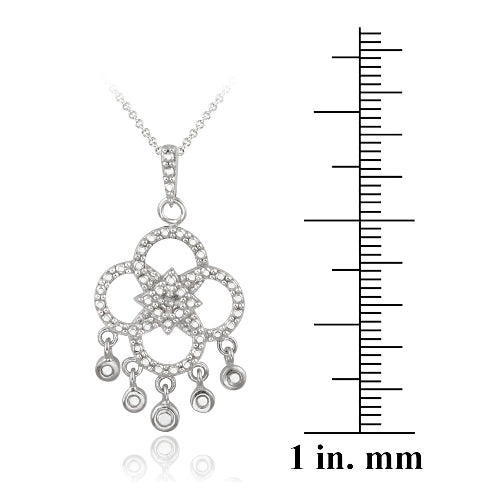 Sterling Silver Diamond Accent Dangling Flower Necklace-3