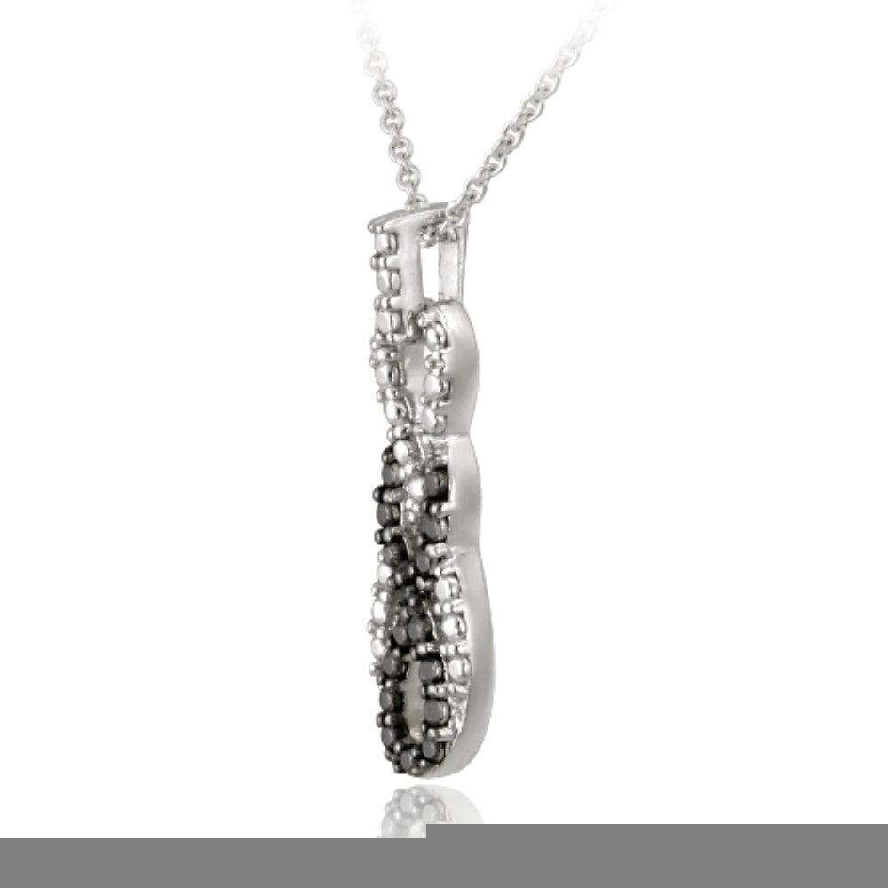 Sterling Silver Black Diamond Accent Double Intertwining Infinity Pendant-2