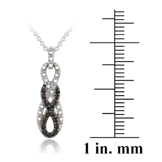 Sterling Silver Black Diamond Accent Double Intertwining Infinity Pendant