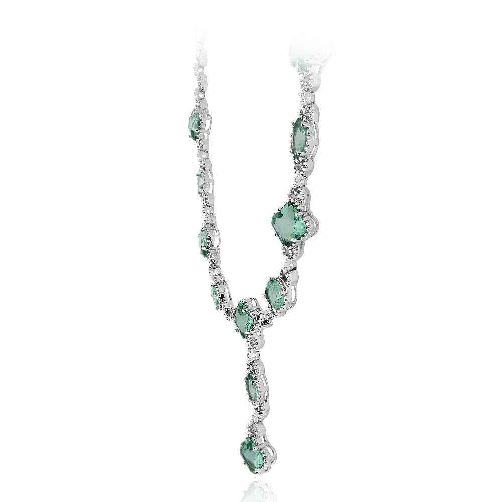 Sterling Silver 31.75ct Carribean Mist CZ Clover Estate Y Necklace-2