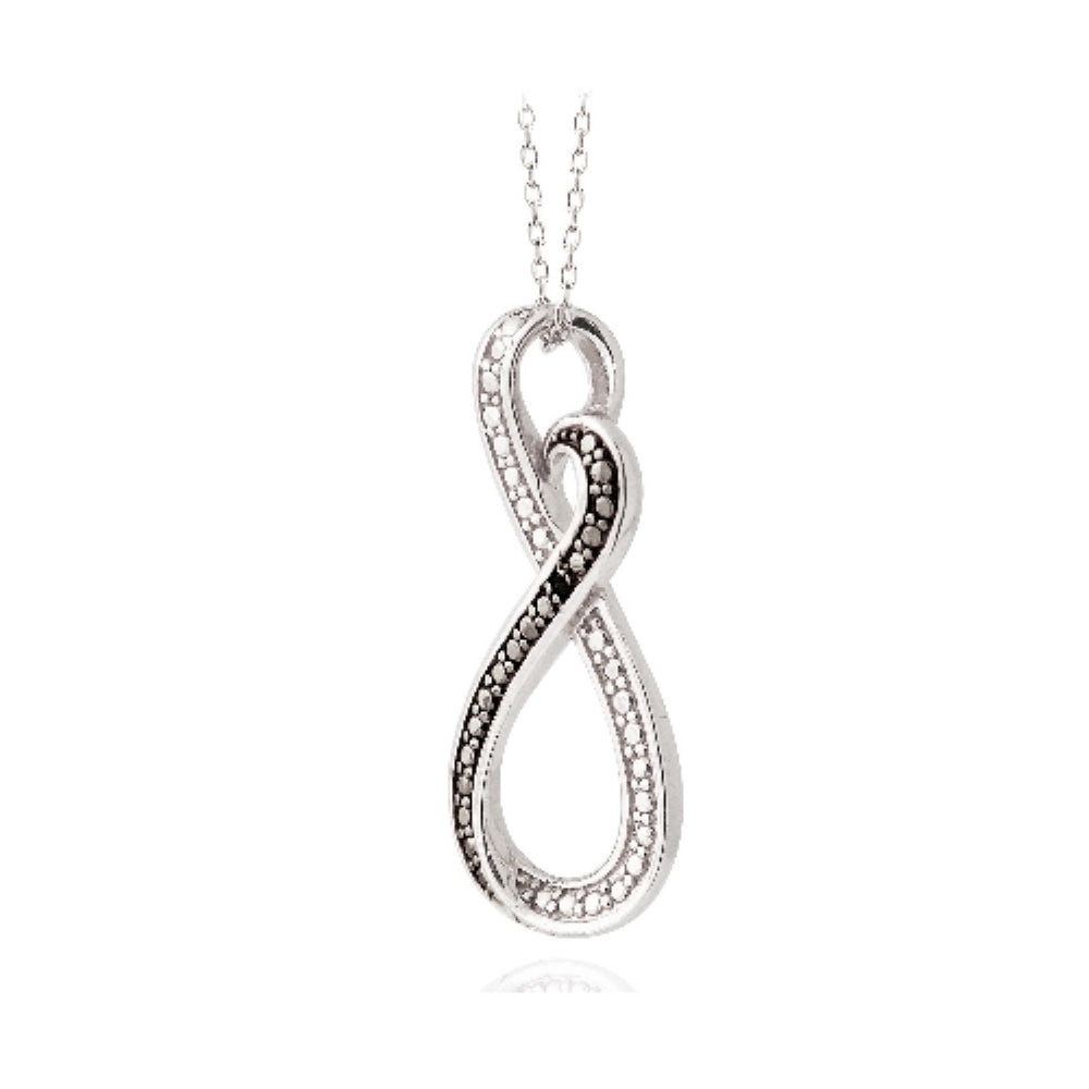Sterling Silver Black Diamond Accent Infinity Heart Swirl Necklace-3