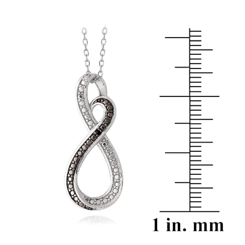 Sterling Silver Black Diamond Accent Infinity Heart Swirl Necklace-4