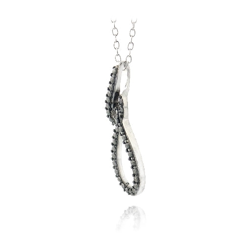 Sterling Silver Black Diamond Accent Infinity Twist Necklace-2