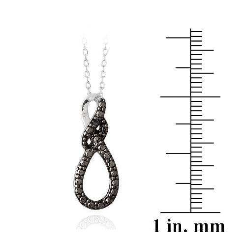 Sterling Silver Black Diamond Accent Infinity Twist Necklace-3