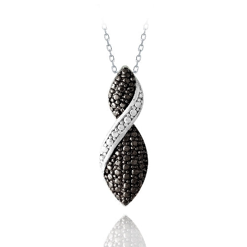 Sterling Silver Black Diamond Accent Twist Necklace