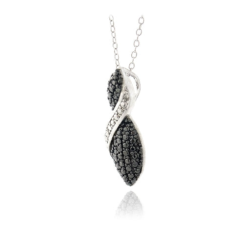Sterling Silver Black Diamond Accent Twist Necklace-2