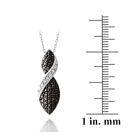 Sterling Silver Black Diamond Accent Twist Necklace-3