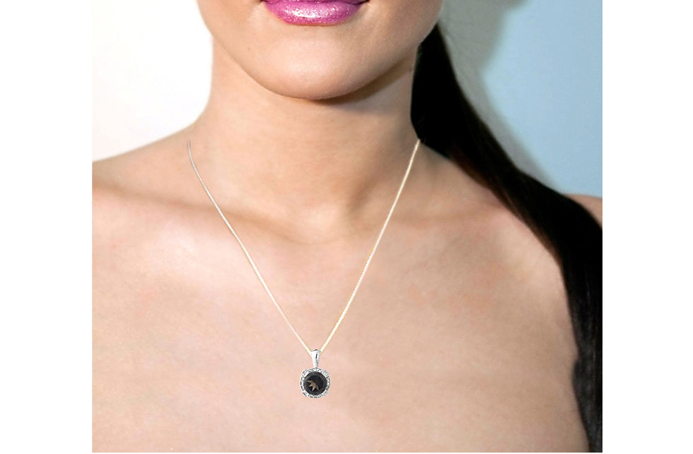 Sterling Silver 3.4ct TGW Smokey Quartz & White Topaz Round Necklace-3