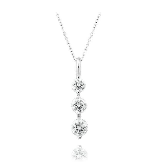 Sterling Silver CZ Past Present Future 3-Stone Necklace – SilverSpeck