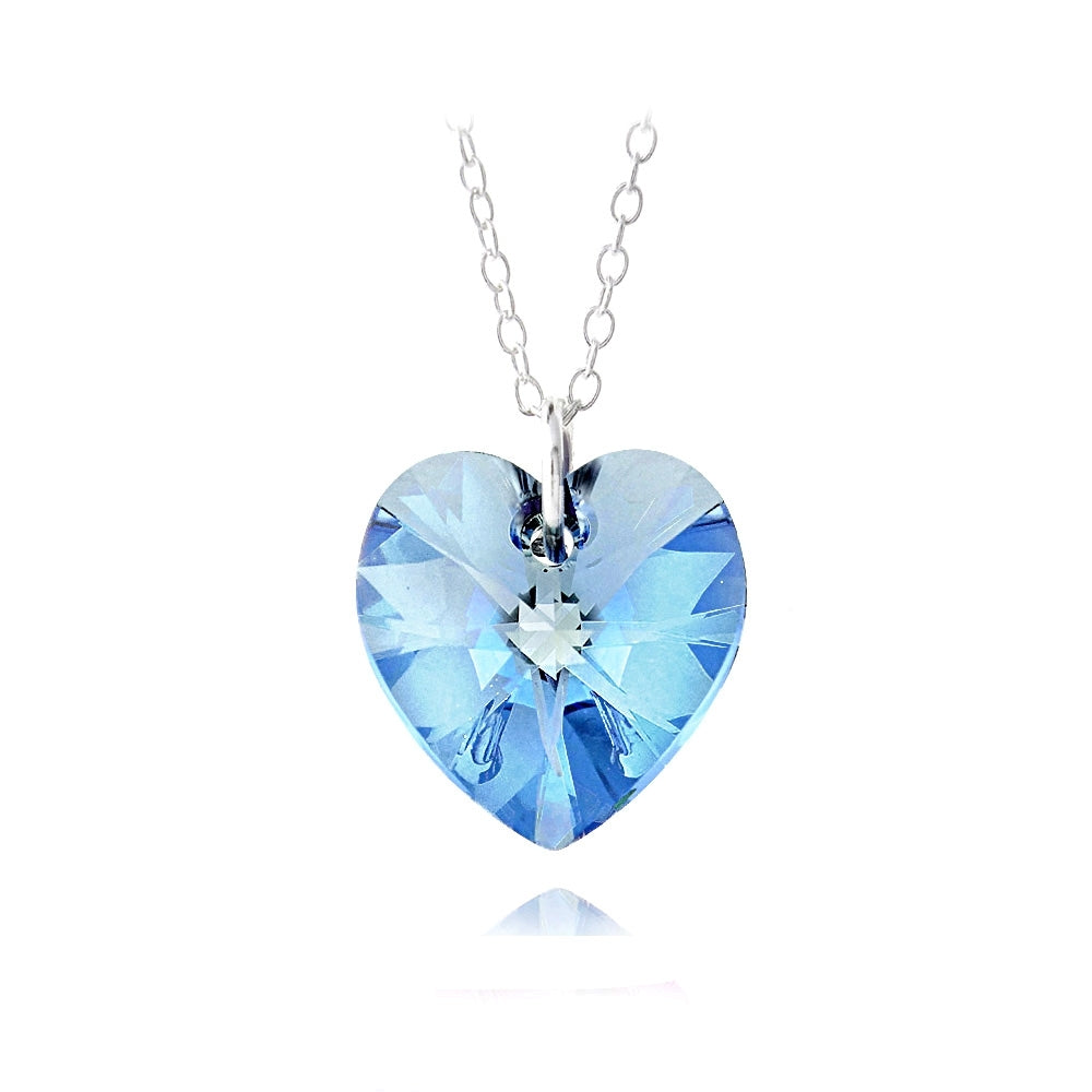 Sterling Silver Sapphire Swarovski Elements Heart Necklace - Main Image