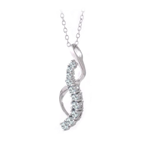 Sterling Silver 1/2ct Blue Topaz Journey Ribbon Pendant-2